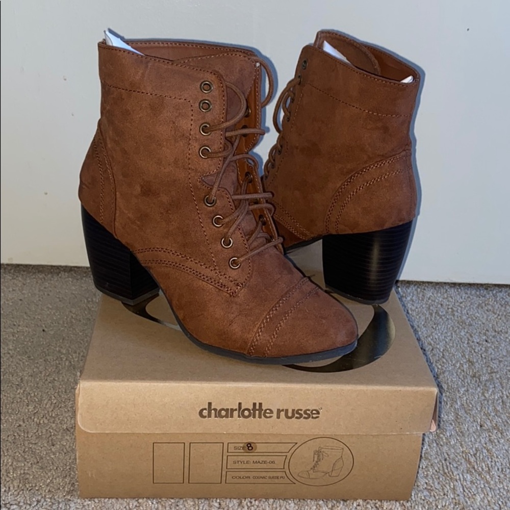 Charlotte Russe Cognac suede Heeled boots